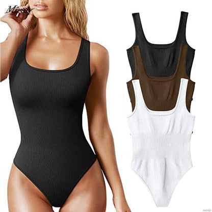 2024 Seamless Sculpting Bodysuit - Square Neck Tummy Control Thong Shapewear for Women - Sexy Ribbed Slimming Tank Top